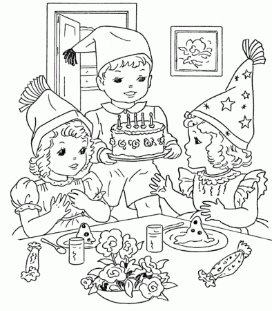Birthday Party Coloring Sheets : Party Birthday Coloring Pages For ...