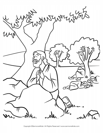 Jesus Praying in the Garden Coloring Page | Sermons4Kid...