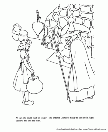 Hansel and Grettle fairy tale story coloring pages | Hansel and Grettle  were trapped Coloring story Pages | HonkingDonkey