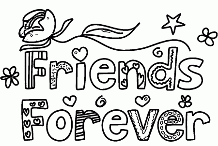 Pal Of A Colorful Friends Forever Words With Designs Coloring Page ...