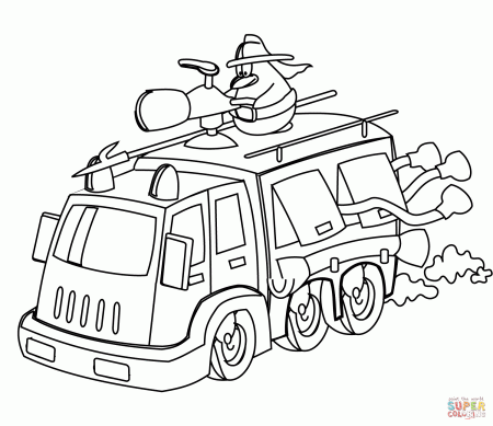 Fire Truck Coloring For Kids Pages