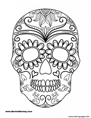 Print Halloween Coloring Page Sugar Skull Coloring pages