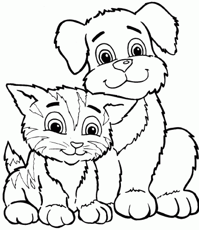 dog and cat coloring pages - Clip Art Library