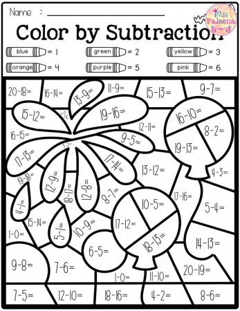 Free Color by Code – Math (Color by Number, Addition, Subtraction) | Fun math  worksheets, 1st grade math worksheets, 2nd grade worksheets