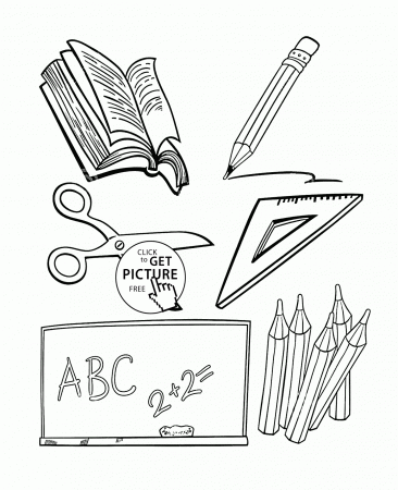School Objects coloring page for kids, back to school coloring ...
