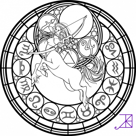 Zodiac Sagittarius Stained Glass Coloring Page by Akili-Amethyst ...