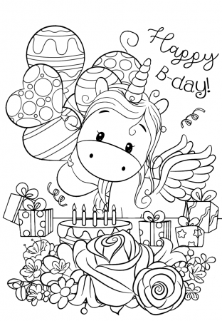 Unicorn birthday - Coloring pages for you