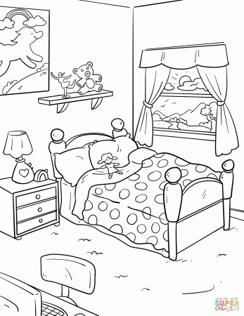 Kid's Bedroom coloring page | Free Printable Coloring Pages