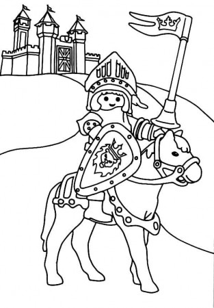 Painting for a Playmobil Knight on a Horse coloring page