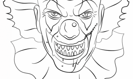 Evil Clown Face coloring page - Free Coloring Library