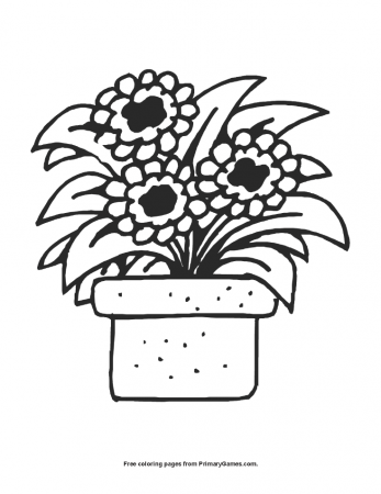 Flower Pot Coloring Page • FREE Printable PDF from PrimaryGames