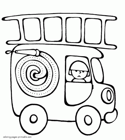 Fire truck coloring sheet || COLORING-PAGES-PRINTABLE.COM