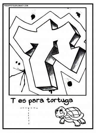 Fun to color graffiti letters to help kids learn the Spanish ...