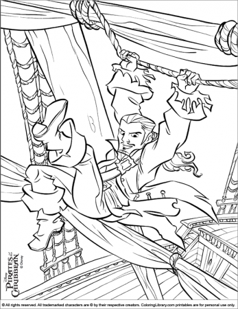 pirates of the Caribbean coloring pages printable for kids 