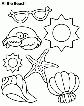 beach items Colouring Pages
