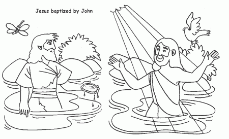 Jesus baptized by John coloring page | VBS