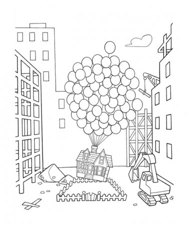 Up House Starting To Fly Coloring Page | Kids Coloring Page