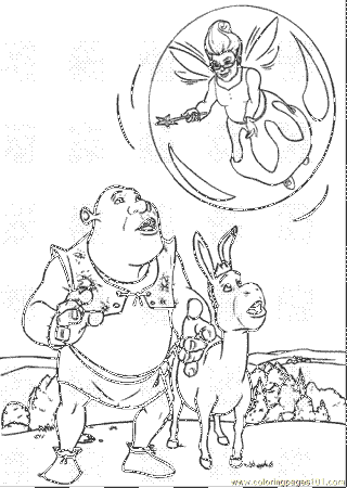 Coloring Pages Shrek Donkey Fairy (Cartoons > Shrek) - free 