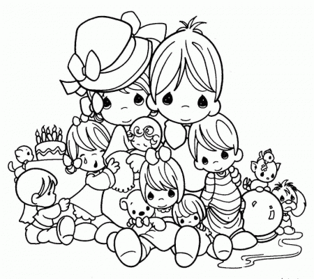 family precious moments coloring pages