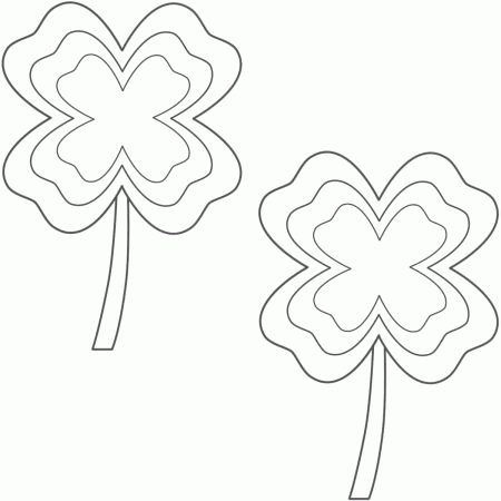 Four Leaf Clovers with multi-border (2 clovers) - Coloring Page ...