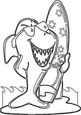 Funky Shark and His Surf Board on Australia Day Coloring Page ...