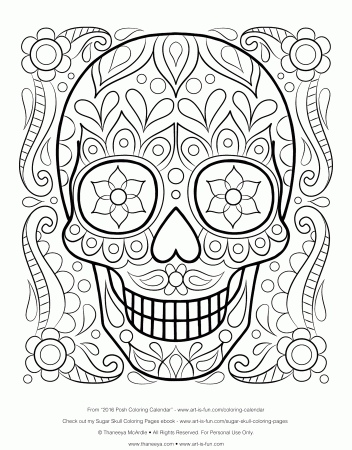 Free Sugar Skull Coloring Page: Printable Day of the Dead Coloring ...