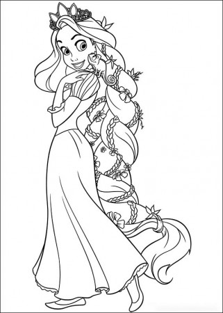 Rapunzel with her beautiful long hair Coloring Pages - Cartoons Coloring  Pages - Coloring Pages For Kids And Adults