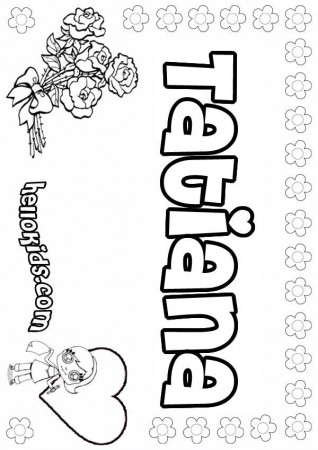 girls name coloring pages, Tatiana girly name to color