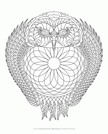 Owl Dreamcatcher Coloring Page from Coloring Dream Mandalas by ...