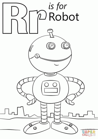 Letter R is for Robot coloring page | Free Printable Coloring Pages