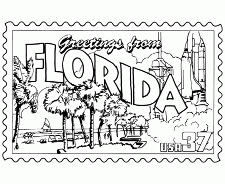 USA-Printables: Florida State Stamp - US States Coloring Pages