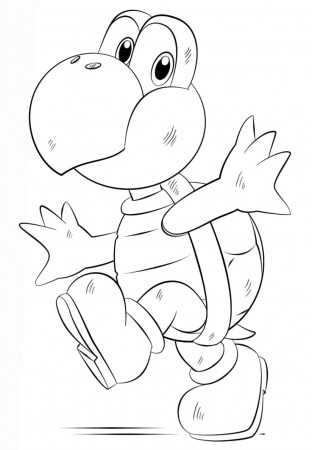 Cute Koopa Troopa Coloring Page - Free Printable Coloring Pages for Kids