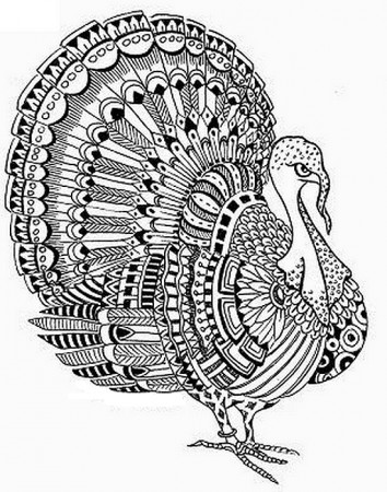 Turkey Thanksgiving Coloring Page For Adults