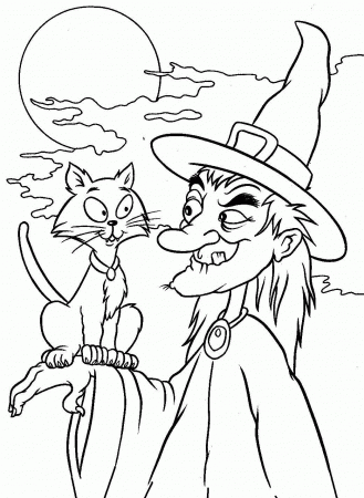 Witch Halloween Coloring Pages : Spooky Witch Halloween Coloring ...