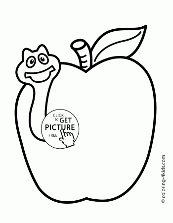 Coloring Page Worm In Apple - Free Printable Coloring Pages - Coloring Home