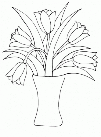 Coloring Pages Flowers In Vase - Coloring