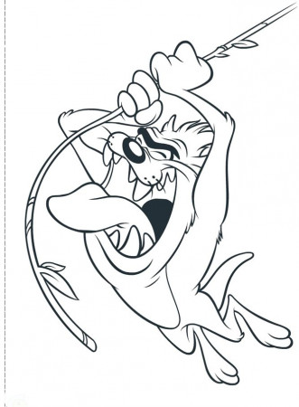 Tasmanian Devil Swing Coloring Pages - Looney Tunes cartoon ...
