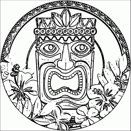 Tiki Coloring Page - Coloring Pages for Kids and for Adults