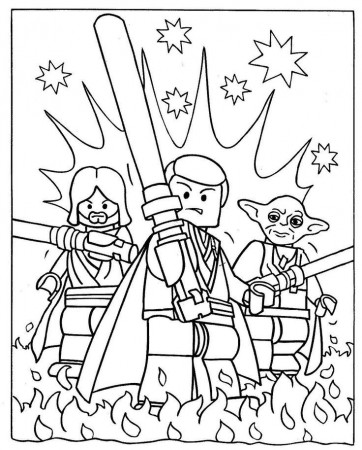 Obi Wan And Luke Skywalker With Yoda Coloring Pages Star Wars ...