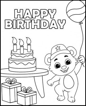 Printable coloring page happy birthday - Topcoloringpages.net