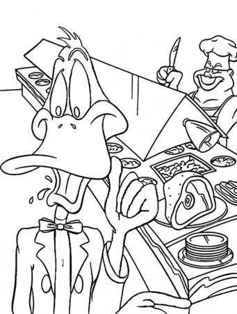 Daffy Duck Working in Restaurant Coloring Pages - NetArt