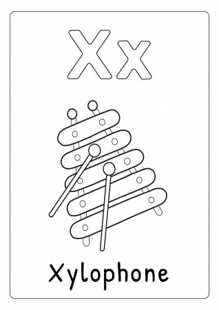 Premium Vector | Alphabet letter x for xylophone coloring page for kids