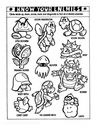 Super Mario Bros. Coloring Pages | Coloring Books at Retro Reprints - The  world's largest coloring book archive!