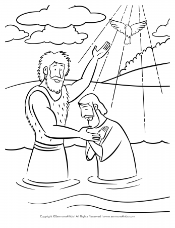 Baptism of Jesus Coloring Page | Sermons4Kids