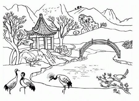 Coloring Pages Of Natural Landscape Colouring Scene Sketch ...