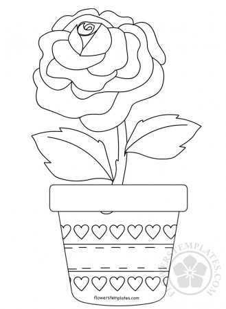 Rose Flower in Pot coloring page | Flowers Templates