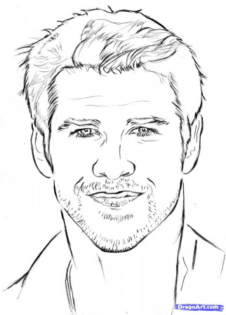 Liam Hemsworth Hunger Games Sketch Coloring Page