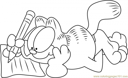 Garfield Writing Coloring Page - Free Garfield Coloring ...