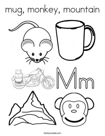 mug, monkey, mountain Coloring Page - Twisty Noodle