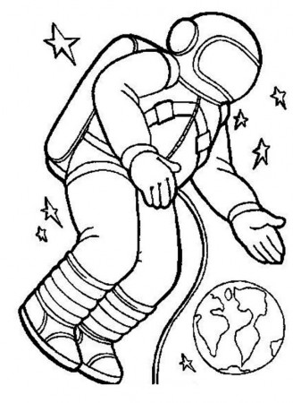 An Astronaut In The Spacesuit In The Orbit Coloring Page - Download & Print  Online Coloring Pages for Free | Color Nimbus